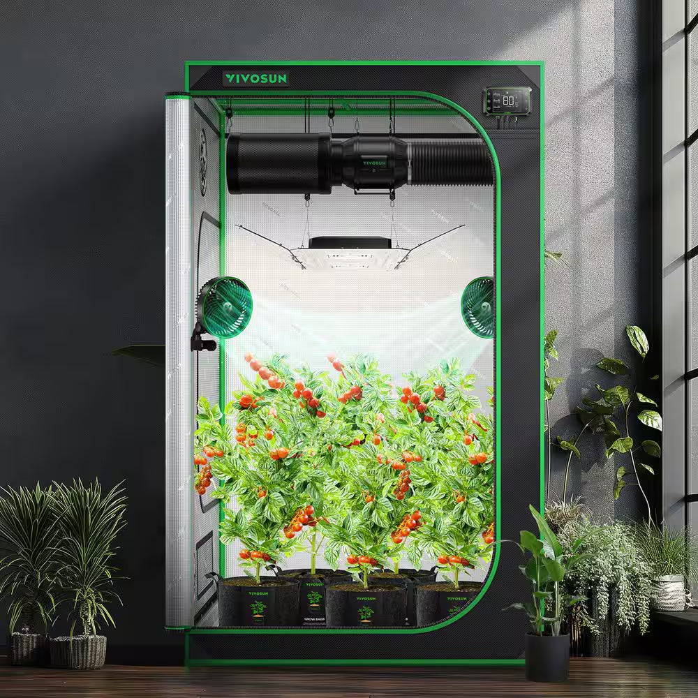 4 Ft. X 4 Ft. Mylar Hydroponic Grow Tent with Observation Window and Floor Tray