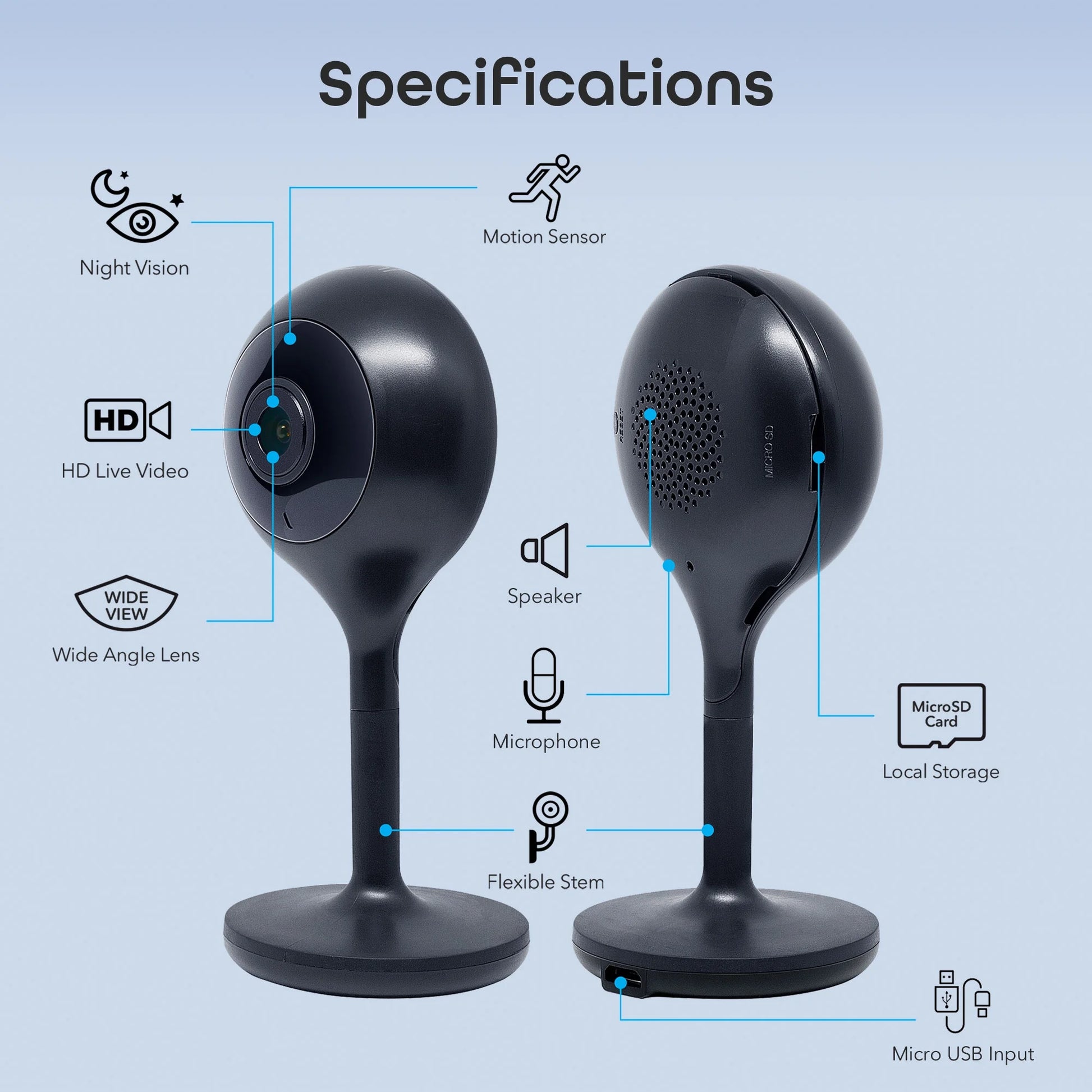Look Indoor Home Security 1080P HD Video Surveillance Camera with Motion Detection, 2-Way Audio, Black