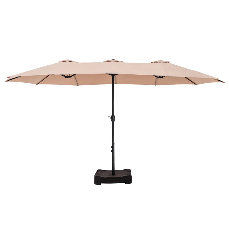 Nyasia 15 Ft. X 9 Ft. Rectangular Market Umbrella with Base (Sand Not Included)