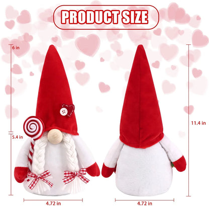 2PCS Valentines Day Gnome Plush Decorations Swedish Tomte Gnomes, Romantic Valentines Day Decor Scandinavian Gnomes Decorations, 11.4 Inche