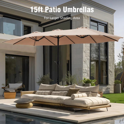 Nyasia 15 Ft. X 9 Ft. Rectangular Market Umbrella with Base (Sand Not Included)