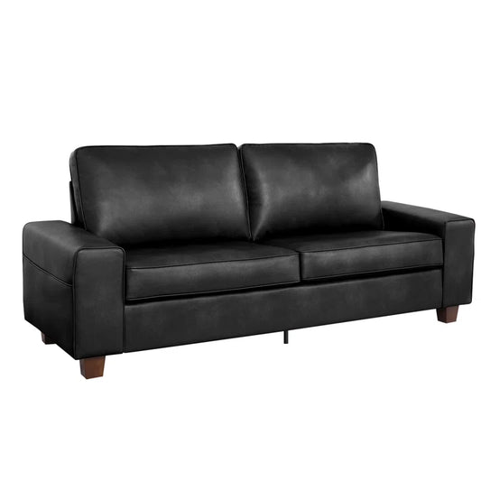 Gilmar 89" Upholstered Vegan Leather Sofa with Square Arms and Storage Pockets