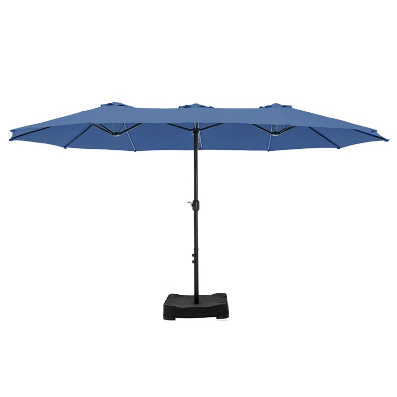 Nyasia 15 Ft. X 9 Ft. Rectangular Market Umbrella with Base (Sand Not Included)