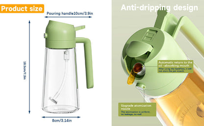 16Oz Olive Oil Dispenser Bottle 2 in 1 Sprayer Pourer Glass for Kitchen Cooking