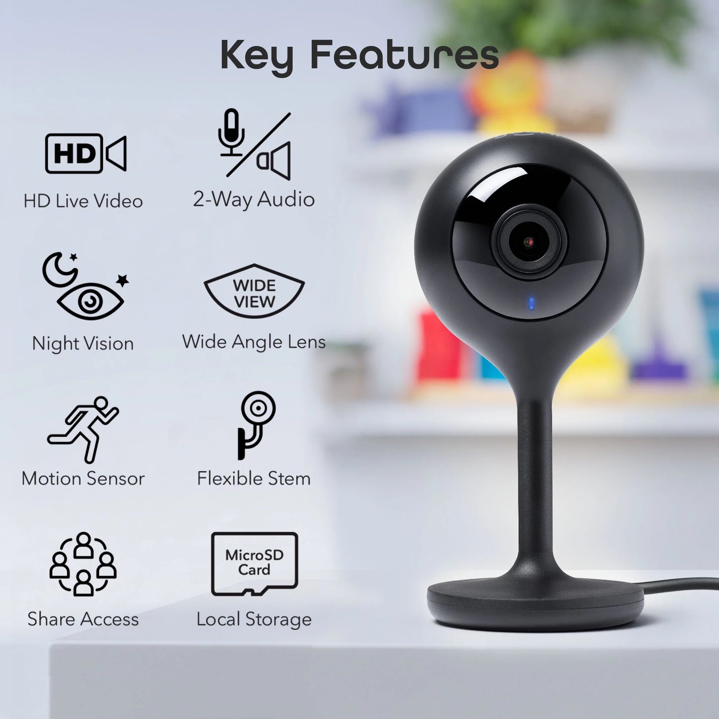 Look Indoor Home Security 1080P HD Video Surveillance Camera with Motion Detection, 2-Way Audio, Black