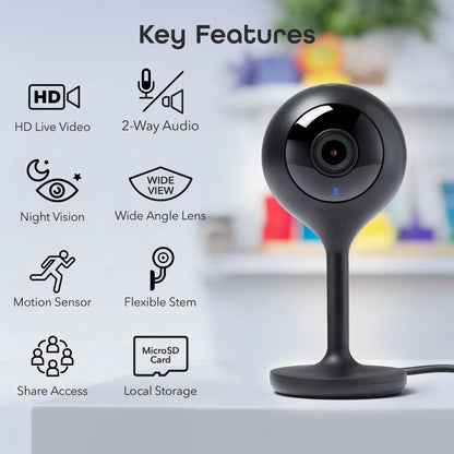 Look Indoor Home Security 1080P HD Video Surveillance Camera with Motion Detection, 2-Way Audio, Black