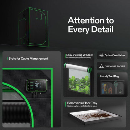4 Ft. X 4 Ft. Mylar Hydroponic Grow Tent with Observation Window and Floor Tray