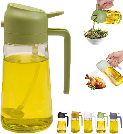 16Oz Olive Oil Dispenser Bottle 2 in 1 Sprayer Pourer Glass for Kitchen Cooking