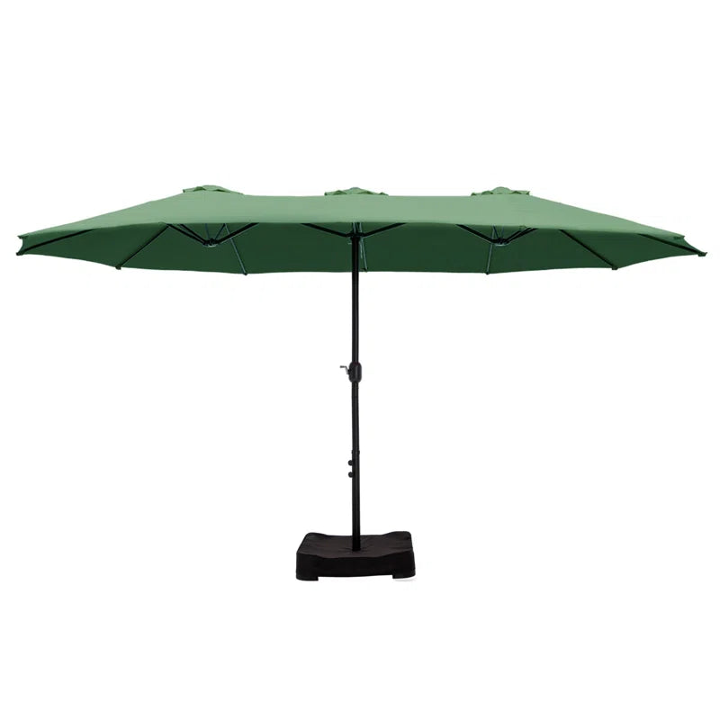 Nyasia 15 Ft. X 9 Ft. Rectangular Market Umbrella with Base (Sand Not Included)