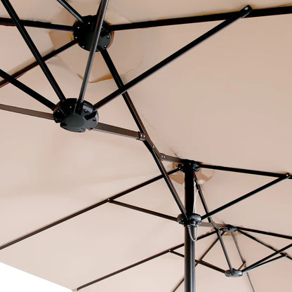 Nyasia 15 Ft. X 9 Ft. Rectangular Market Umbrella with Base (Sand Not Included)