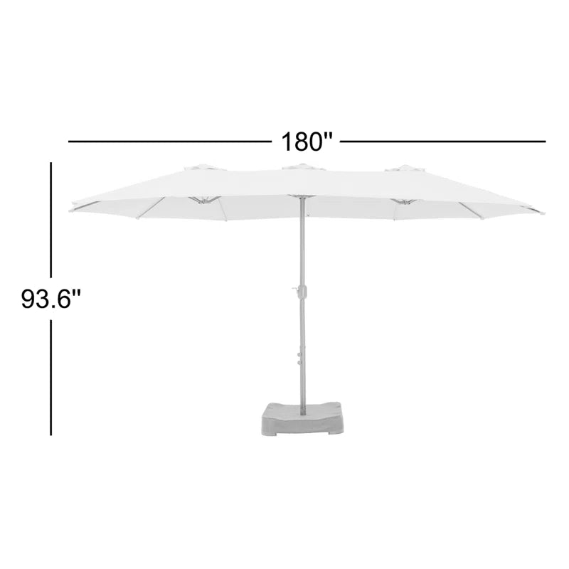 Nyasia 15 Ft. X 9 Ft. Rectangular Market Umbrella with Base (Sand Not Included)