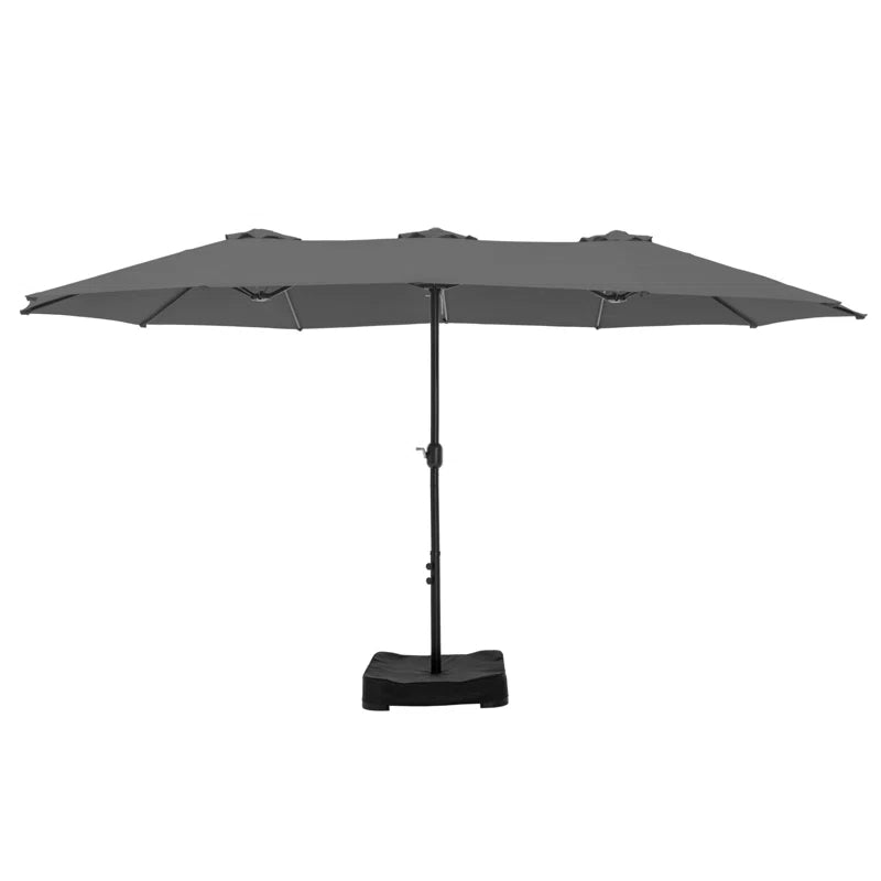 Nyasia 15 Ft. X 9 Ft. Rectangular Market Umbrella with Base (Sand Not Included)