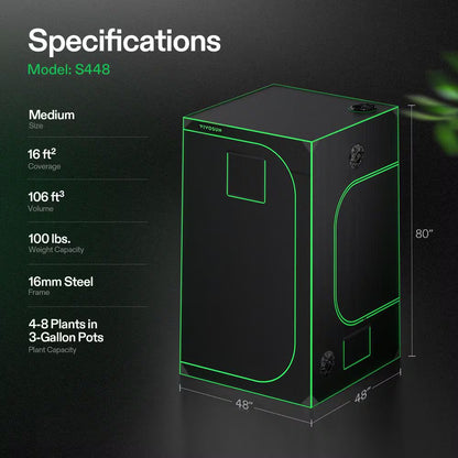 4 Ft. X 4 Ft. Mylar Hydroponic Grow Tent with Observation Window and Floor Tray
