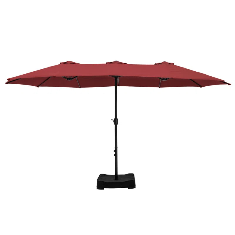 Nyasia 15 Ft. X 9 Ft. Rectangular Market Umbrella with Base (Sand Not Included)