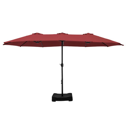 Nyasia 15 Ft. X 9 Ft. Rectangular Market Umbrella with Base (Sand Not Included)