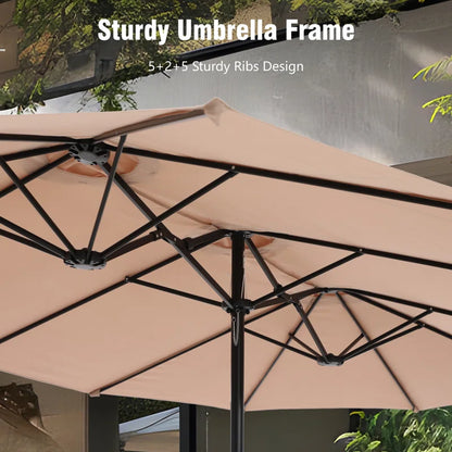 Nyasia 15 Ft. X 9 Ft. Rectangular Market Umbrella with Base (Sand Not Included)
