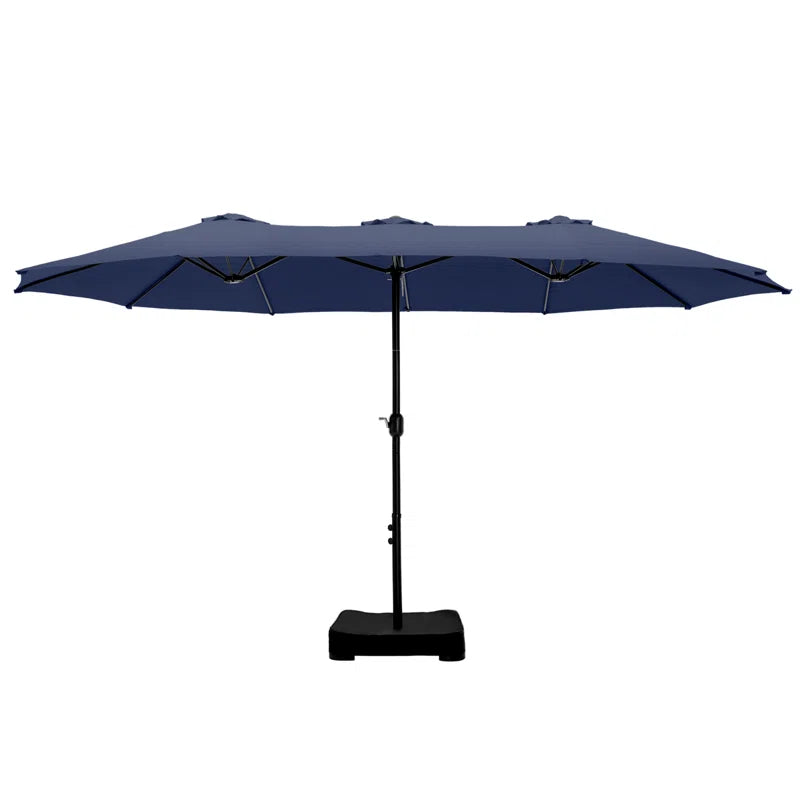 Nyasia 15 Ft. X 9 Ft. Rectangular Market Umbrella with Base (Sand Not Included)