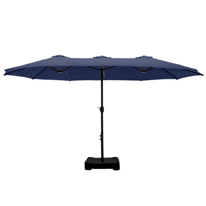 Nyasia 15 Ft. X 9 Ft. Rectangular Market Umbrella with Base (Sand Not Included)